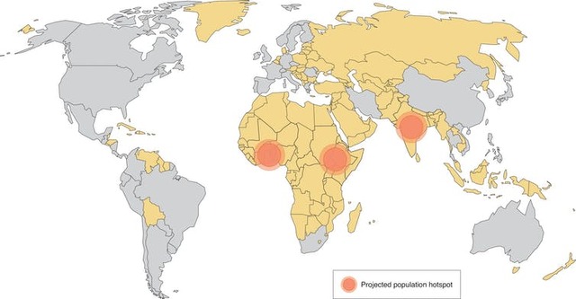 carte du monde avec certains pays ombragés en jaune